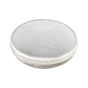 Atlas Ellen Bowl - Elegant Earthenware Decorative Centerpiece with Creamy Gloss & Natural Striped Finish AC11290-01