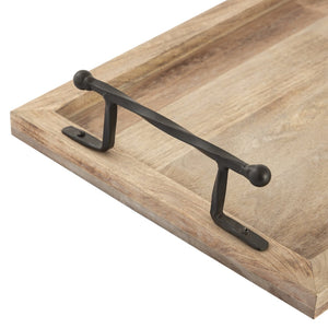 Atlas Ellwood Rectangular Nesting Tray Set of 2 - Rustic Mango Wood with Twisted Iron Handles for All Decor AC11292-01S