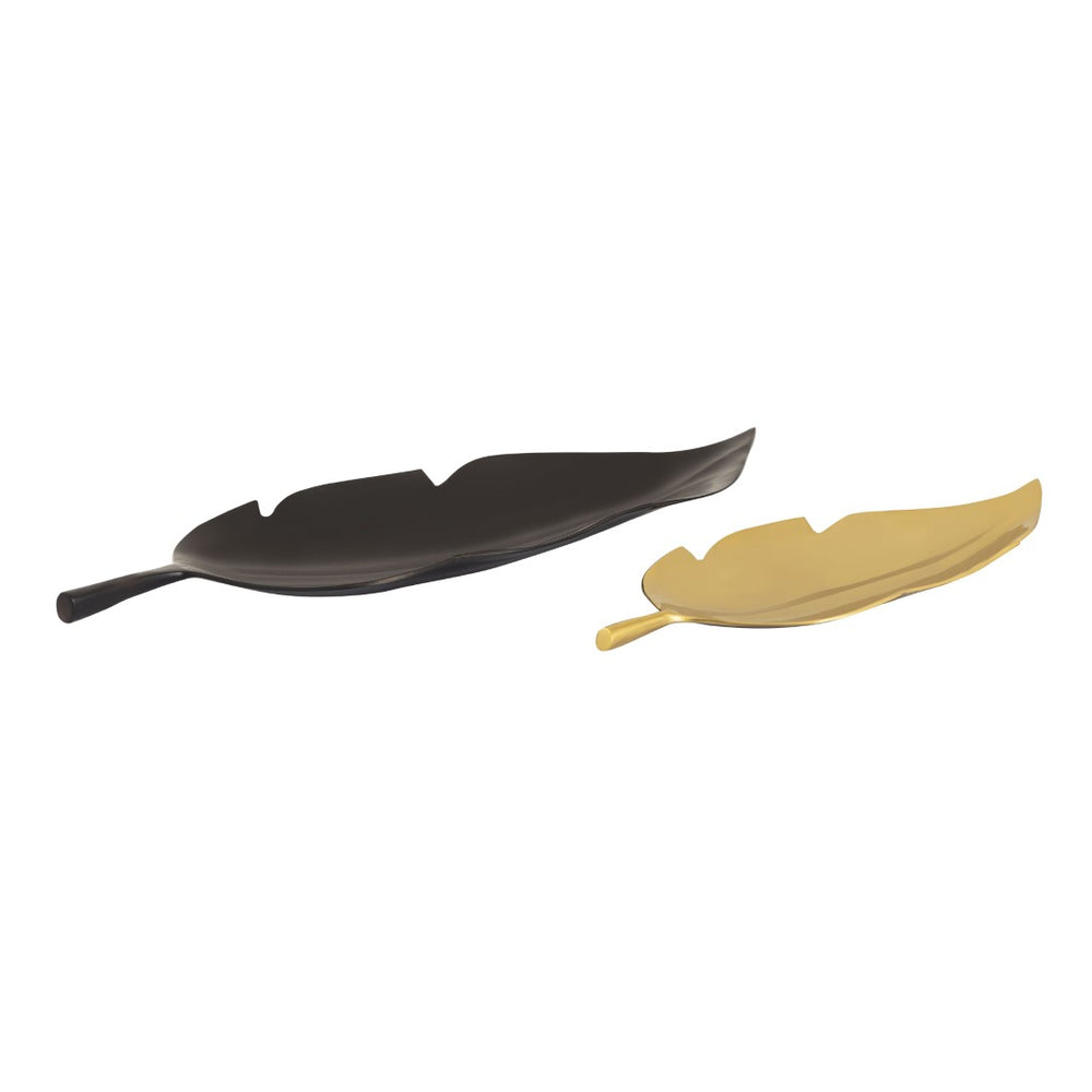 Atlas Ennis Leaf Tray Set of 2 - Elegant Bronze & Brass Decorative Accents for Modern Tabletop Décor AC11294-01S
