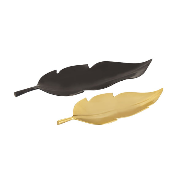 Atlas Ennis Leaf Tray Set of 2 - Elegant Bronze & Brass Decorative Accents for Modern Tabletop Décor AC11294-01S