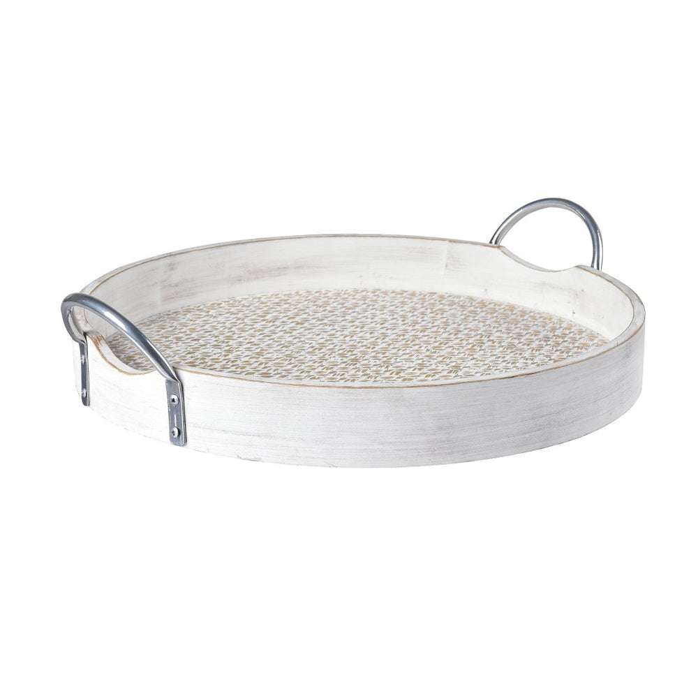 Atlas Fabian Tray Set of 2 - Weathered White Wooden Nesting Trays for Coastal, Rustic Home Decor AC11296-01S