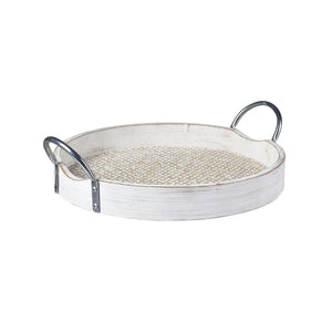 Atlas Fabian Tray Set of 2 - Weathered White Wooden Nesting Trays for Coastal, Rustic Home Decor AC11296-01S
