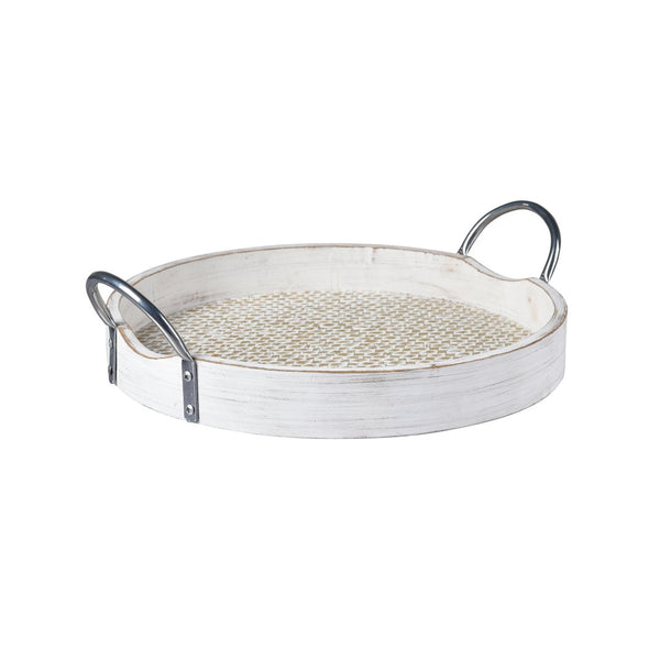 Atlas Fabian Tray Set of 2 - Weathered White Wooden Nesting Trays for Coastal, Rustic Home Decor AC11296-01S