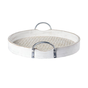 Atlas Fabian Tray Set of 2 - Weathered White Wooden Nesting Trays for Coastal, Rustic Home Decor AC11296-01S