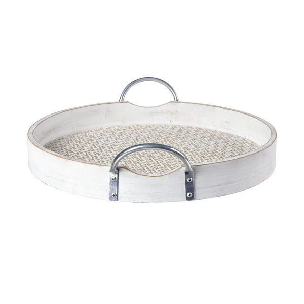 Atlas Fabian Tray Set of 2 - Weathered White Wooden Nesting Trays for Coastal, Rustic Home Decor AC11296-01S