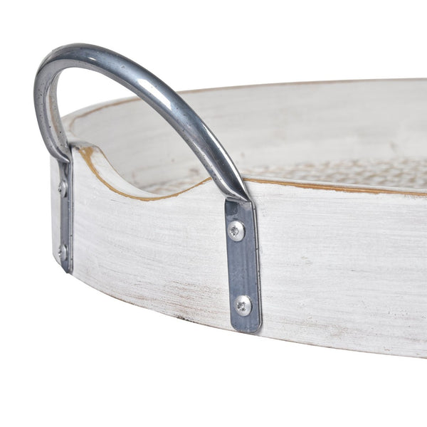 Atlas Fabian Tray Set of 2 - Weathered White Wooden Nesting Trays for Coastal, Rustic Home Decor AC11296-01S
