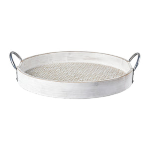Atlas Fabian Tray Set of 2 - Weathered White Wooden Nesting Trays for Coastal, Rustic Home Decor AC11296-01S