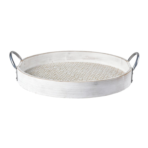 Atlas Fabian Tray Set of 2 - Weathered White Wooden Nesting Trays for Coastal, Rustic Home Decor AC11296-01S
