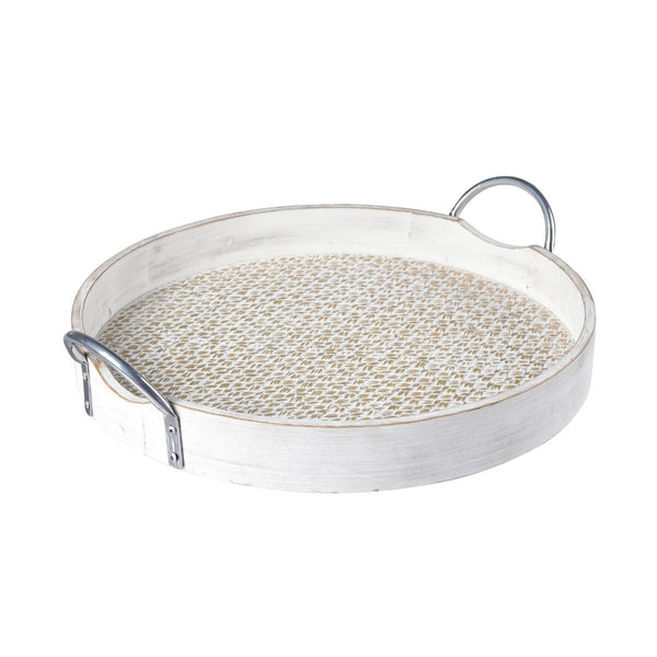 Atlas Fabian Tray Set of 2 - Weathered White Wooden Nesting Trays for Coastal, Rustic Home Decor AC11296-01S