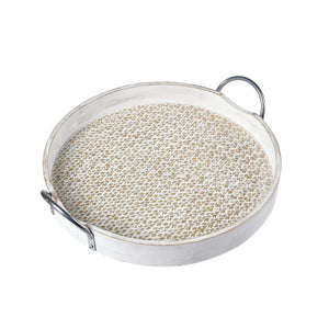Atlas Fabian Tray Set of 2 - Weathered White Wooden Nesting Trays for Coastal, Rustic Home Decor AC11296-01S