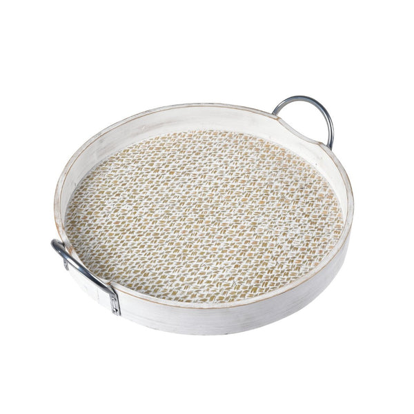 Atlas Fabian Tray Set of 2 - Weathered White Wooden Nesting Trays for Coastal, Rustic Home Decor AC11296-01S