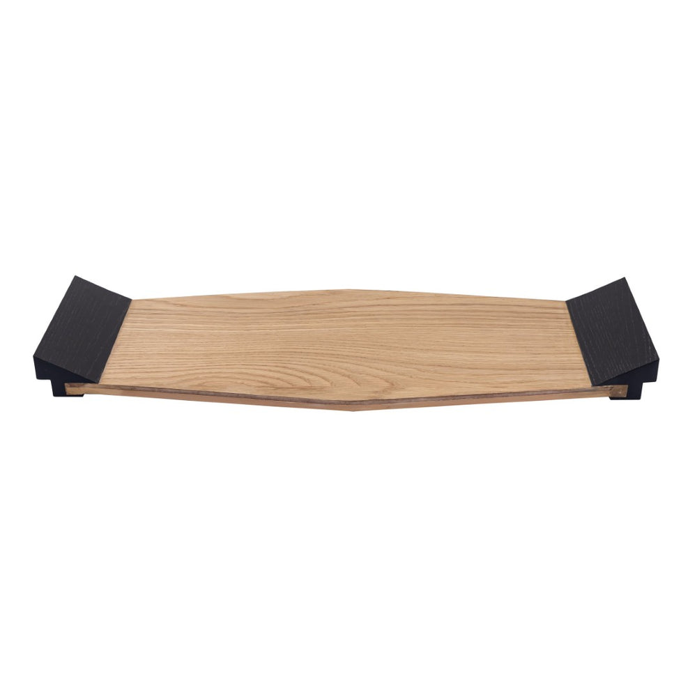 Atlas Facet Tray - Sculptural Light Oak Serving Tray with Black Handles for Elegant Japandi Style Decor AC11297-01