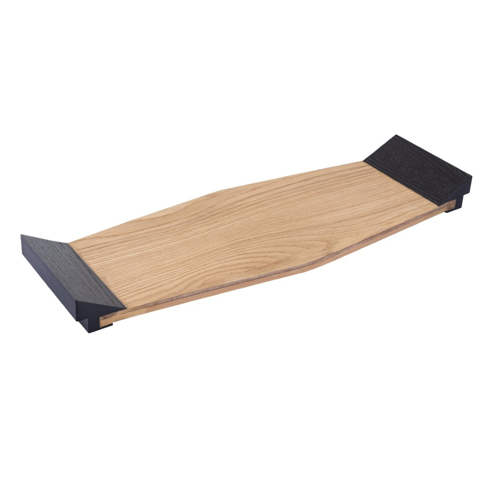 Atlas Facet Tray - Sculptural Light Oak Serving Tray with Black Handles for Elegant Japandi Style Decor AC11297-01
