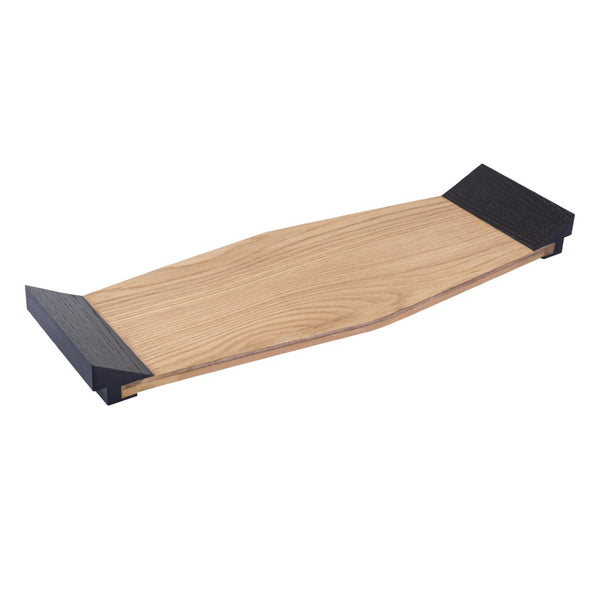 Atlas Facet Tray - Sculptural Light Oak Serving Tray with Black Handles for Elegant Japandi Style Decor AC11297-01