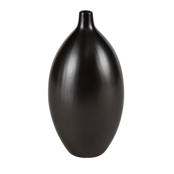 Atlas Faye Vase - Elegant Earthenware Decor for Modern Interiors, Perfect for Fresh Flowers or Dried Botanicals Large Black AC11301-02
