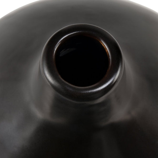Atlas Faye Vase - Elegant Earthenware Decor for Modern Interiors, Perfect for Fresh Flowers or Dried Botanicals Large Black AC11301-02