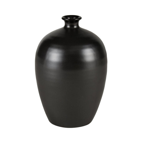 Atlas Faye Vase - Elegant Earthenware Decor for Modern Interiors, Perfect for Fresh Flowers or Dried Botanicals Medium Black AC11302-02