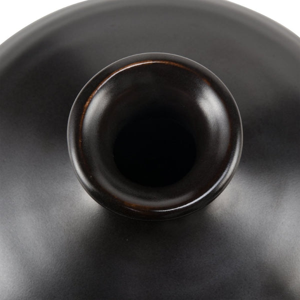 Atlas Faye Vase - Elegant Earthenware Decor for Modern Interiors, Perfect for Fresh Flowers or Dried Botanicals Medium Black AC11302-02