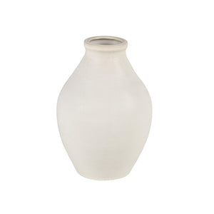 Atlas Faye Vase - Elegant Earthenware Decor for Modern Interiors, Perfect for Fresh Flowers or Dried Botanicals Small White AC11303-01