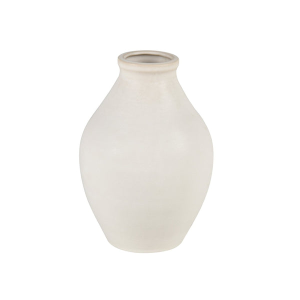 Atlas Faye Vase - Elegant Earthenware Decor for Modern Interiors, Perfect for Fresh Flowers or Dried Botanicals Small White AC11303-01