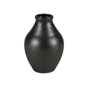 Atlas Faye Vase - Elegant Earthenware Decor for Modern Interiors, Perfect for Fresh Flowers or Dried Botanicals Small Black AC11303-02