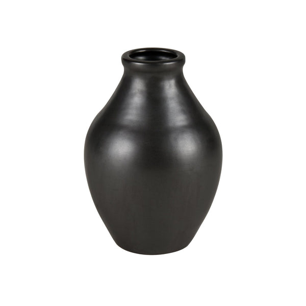 Atlas Faye Vase - Elegant Earthenware Decor for Modern Interiors, Perfect for Fresh Flowers or Dried Botanicals Small Black AC11303-02