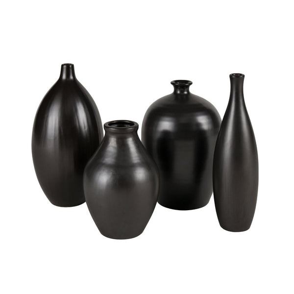 Atlas Faye Vase - Elegant Earthenware Decor for Modern Interiors, Perfect for Fresh Flowers or Dried Botanicals Small Black AC11303-02