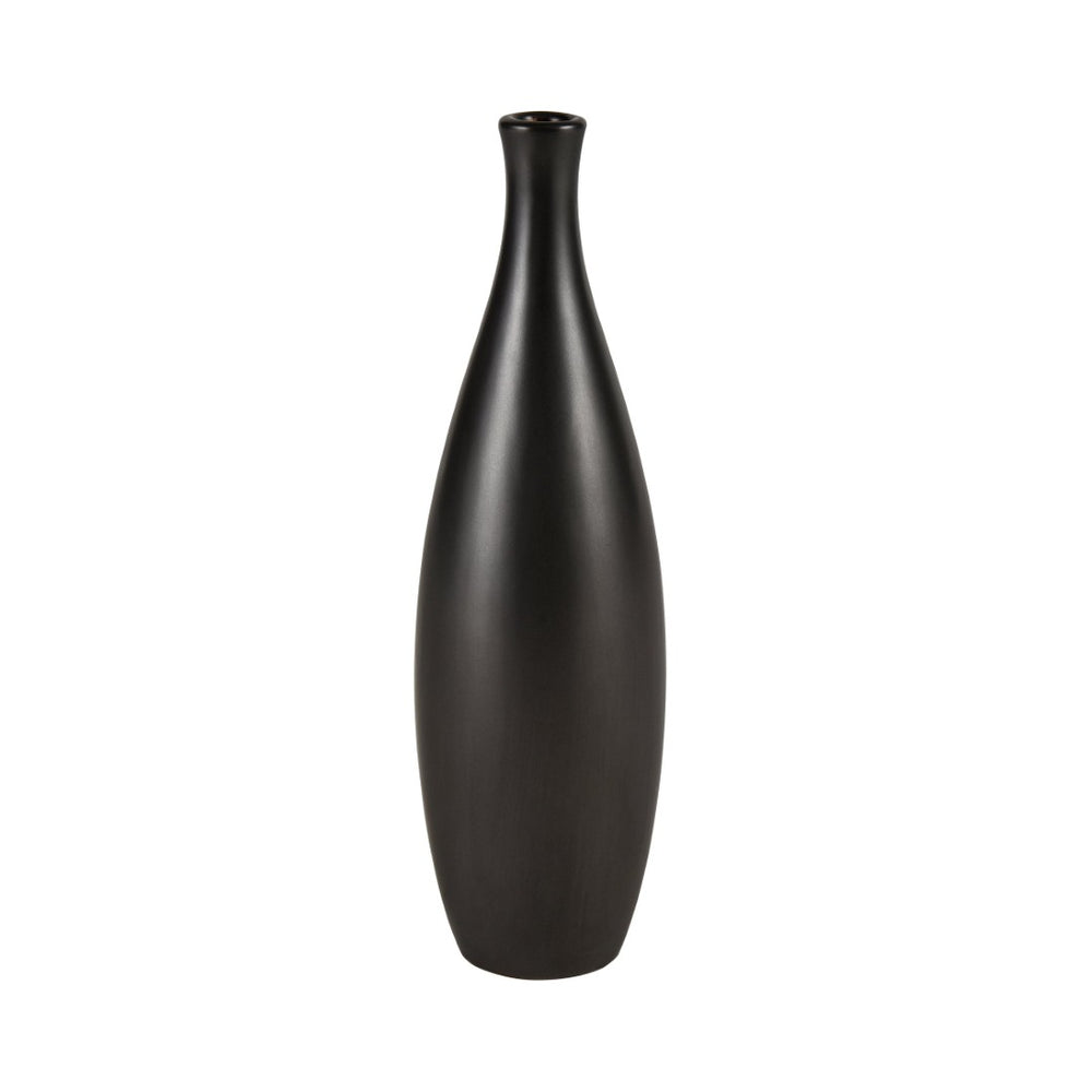 Atlas Faye Vase - Elegant Earthenware Decor for Modern Interiors, Perfect for Fresh Flowers or Dried Botanicals Tall Black AC11304-02