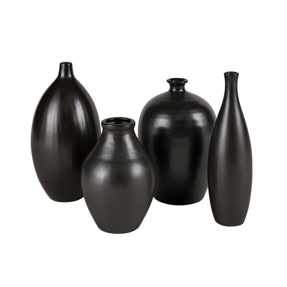 Atlas Faye Vase - Elegant Earthenware Decor for Modern Interiors, Perfect for Fresh Flowers or Dried Botanicals Tall Black AC11304-02