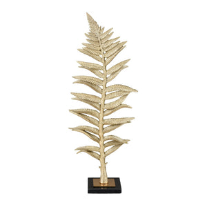 Atlas Fern Sculpture Set of 2 - Elegant Decorative Accents with Gold Brass Finish & Marble Bases for Home Decor AC11310-01S