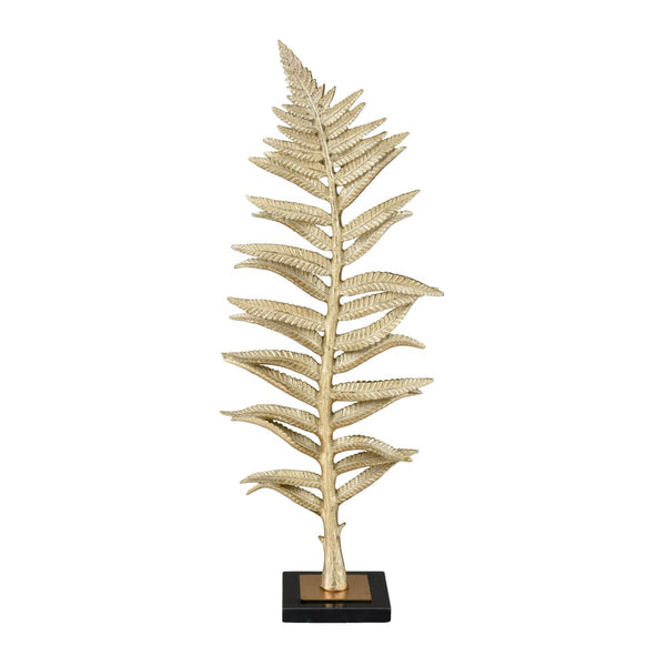 Atlas Fern Sculpture Set of 2 - Elegant Decorative Accents with Gold Brass Finish & Marble Bases for Home Decor AC11310-01S