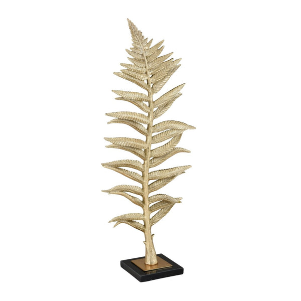 Atlas Fern Sculpture Set of 2 - Elegant Decorative Accents with Gold Brass Finish & Marble Bases for Home Decor AC11310-01S