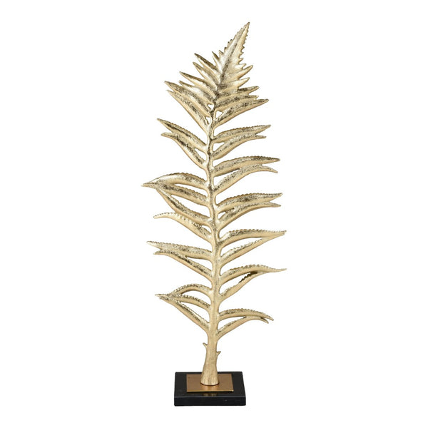 Atlas Fern Sculpture Set of 2 - Elegant Decorative Accents with Gold Brass Finish & Marble Bases for Home Decor AC11310-01S