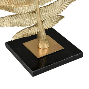 Atlas Fern Sculpture Set of 2 - Elegant Decorative Accents with Gold Brass Finish & Marble Bases for Home Decor AC11310-01S