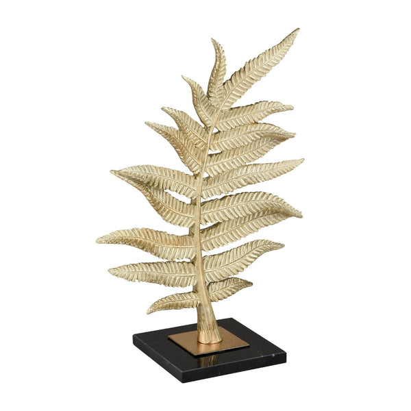 Atlas Fern Sculpture Set of 2 - Elegant Decorative Accents with Gold Brass Finish & Marble Bases for Home Decor AC11310-01S