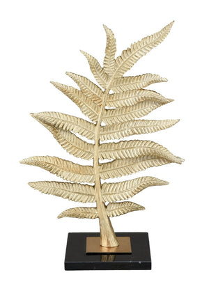 Atlas Fern Sculpture Set of 2 - Elegant Decorative Accents with Gold Brass Finish & Marble Bases for Home Decor AC11310-01S