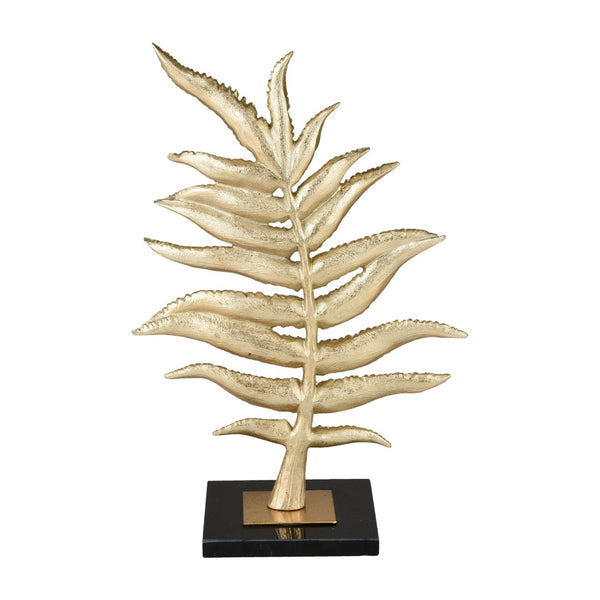 Atlas Fern Sculpture Set of 2 - Elegant Decorative Accents with Gold Brass Finish & Marble Bases for Home Decor AC11310-01S
