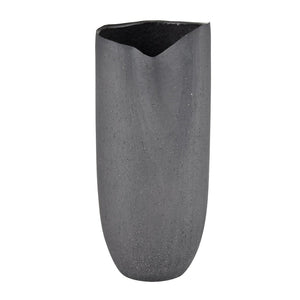 Atlas Ferraro Vase - Contemporary Earthenware with Sculptural Design for Modern Home Decor and Floral Styling Folded Black AC11311-01