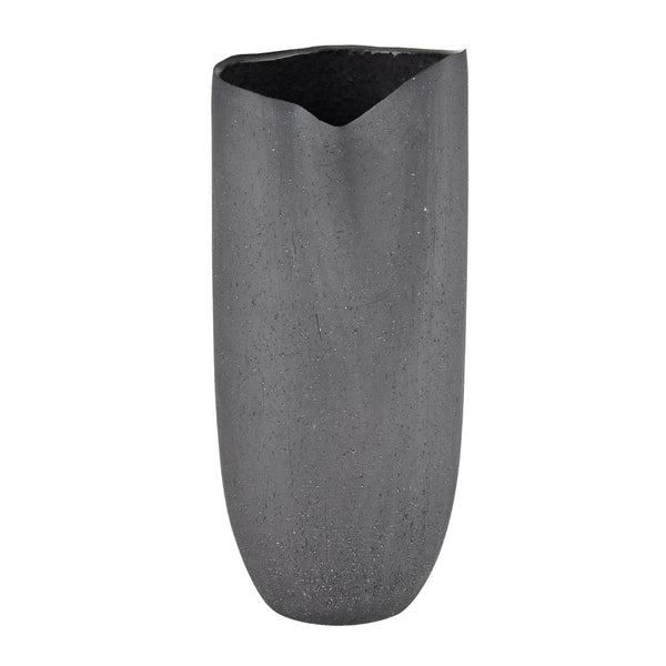 Atlas Ferraro Vase - Contemporary Earthenware with Sculptural Design for Modern Home Decor and Floral Styling Folded Black AC11311-01