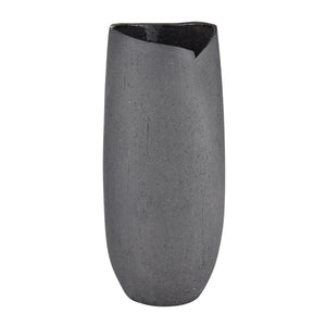 Atlas Ferraro Vase - Contemporary Earthenware with Sculptural Design for Modern Home Decor and Floral Styling Folded Black AC11311-01