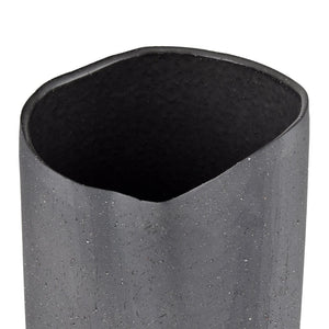 Atlas Ferraro Vase - Contemporary Earthenware with Sculptural Design for Modern Home Decor and Floral Styling Folded Black AC11311-01