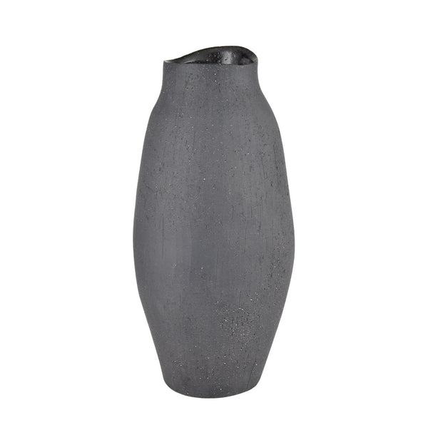 Atlas Ferraro Vase - Contemporary Earthenware with Sculptural Design for Modern Home Decor and Floral Styling Tall Black AC11312-01