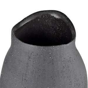 Atlas Ferraro Vase - Contemporary Earthenware with Sculptural Design for Modern Home Decor and Floral Styling Tall Black AC11312-01