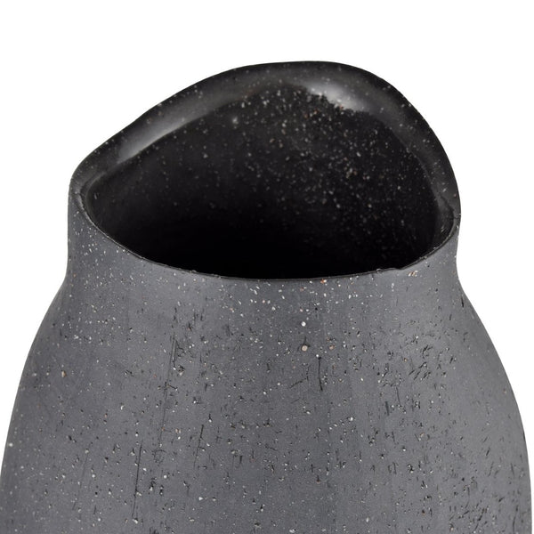 Atlas Ferraro Vase - Contemporary Earthenware with Sculptural Design for Modern Home Decor and Floral Styling Tall Black AC11312-01