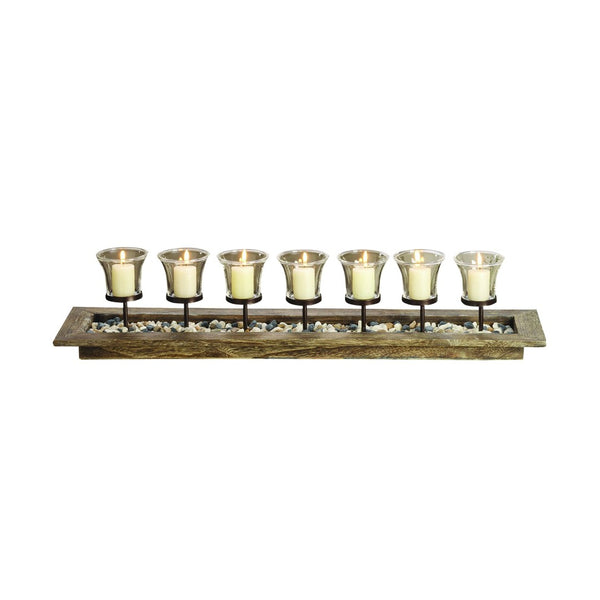 Atlas Firenza Candleholder Centerpiece - Natural Wood Accent for Rustic Elegance in Any Home Décor AC11315-01