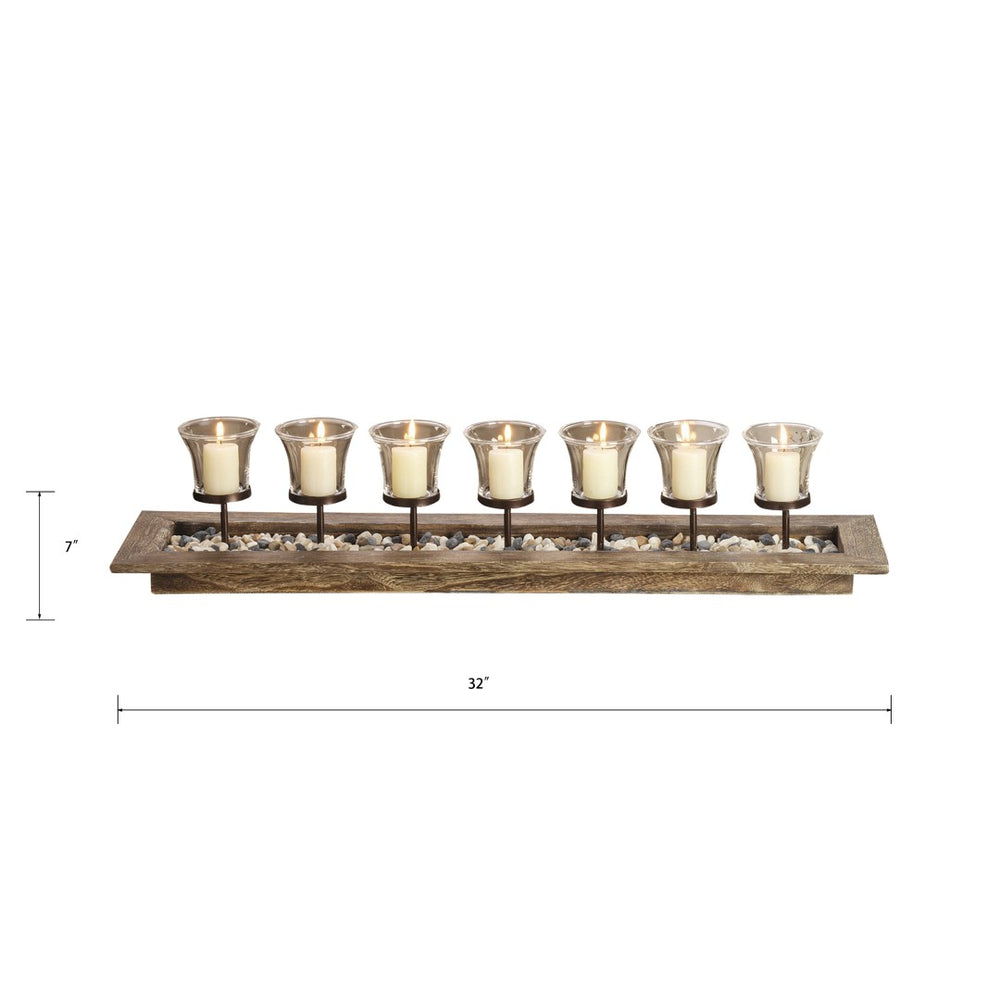 Atlas Firenza Candleholder Centerpiece - Natural Wood Accent for Rustic Elegance in Any Home Décor AC11315-01