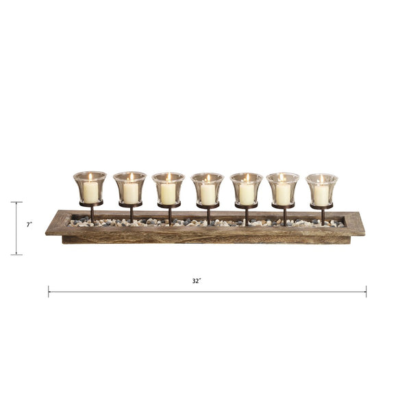 Atlas Firenza Candleholder Centerpiece - Natural Wood Accent for Rustic Elegance in Any Home Décor AC11315-01