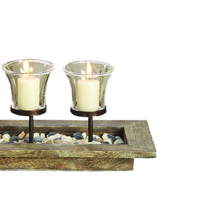 Atlas Firenza Candleholder Centerpiece - Natural Wood Accent for Rustic Elegance in Any Home Décor AC11315-01