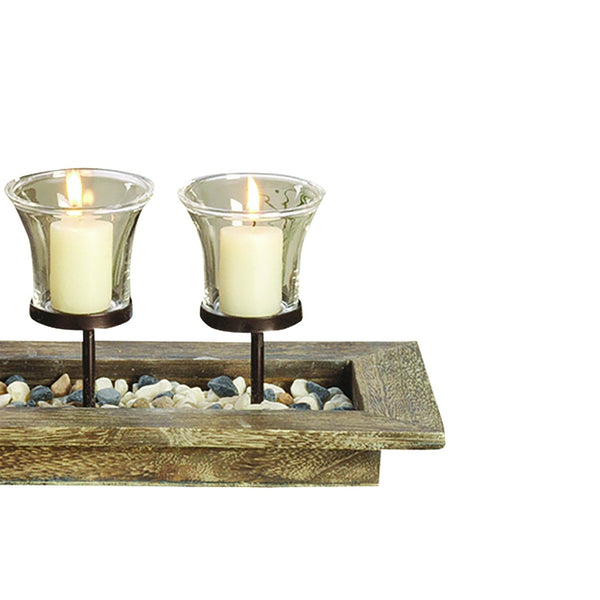 Atlas Firenza Candleholder Centerpiece - Natural Wood Accent for Rustic Elegance in Any Home Décor AC11315-01