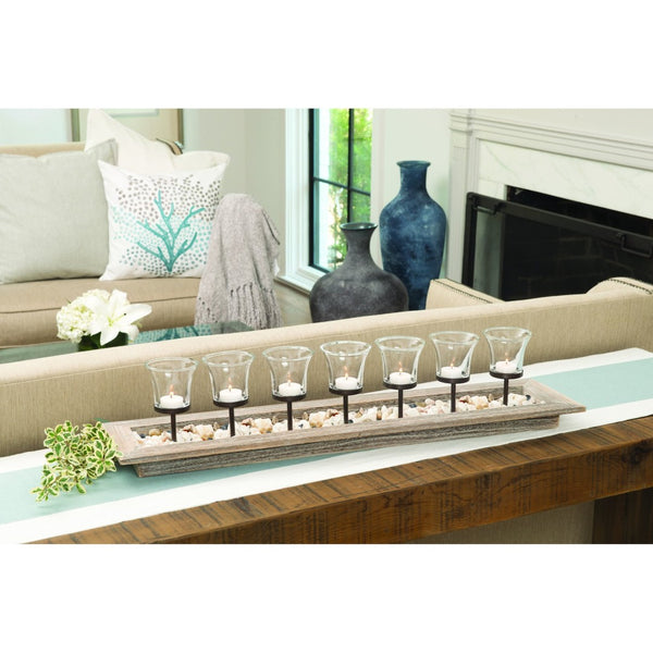 Atlas Firenza Candleholder Centerpiece - Natural Wood Accent for Rustic Elegance in Any Home Décor AC11315-01